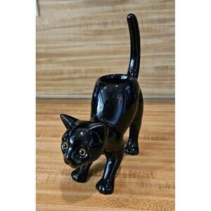 PARTYLITE Black Cat Ceramic Tealight Candle Holder Display Use Only